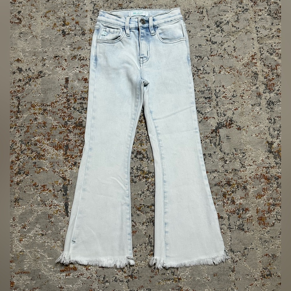 KanCan Light Wash Flare Jeans with Frayed Hem